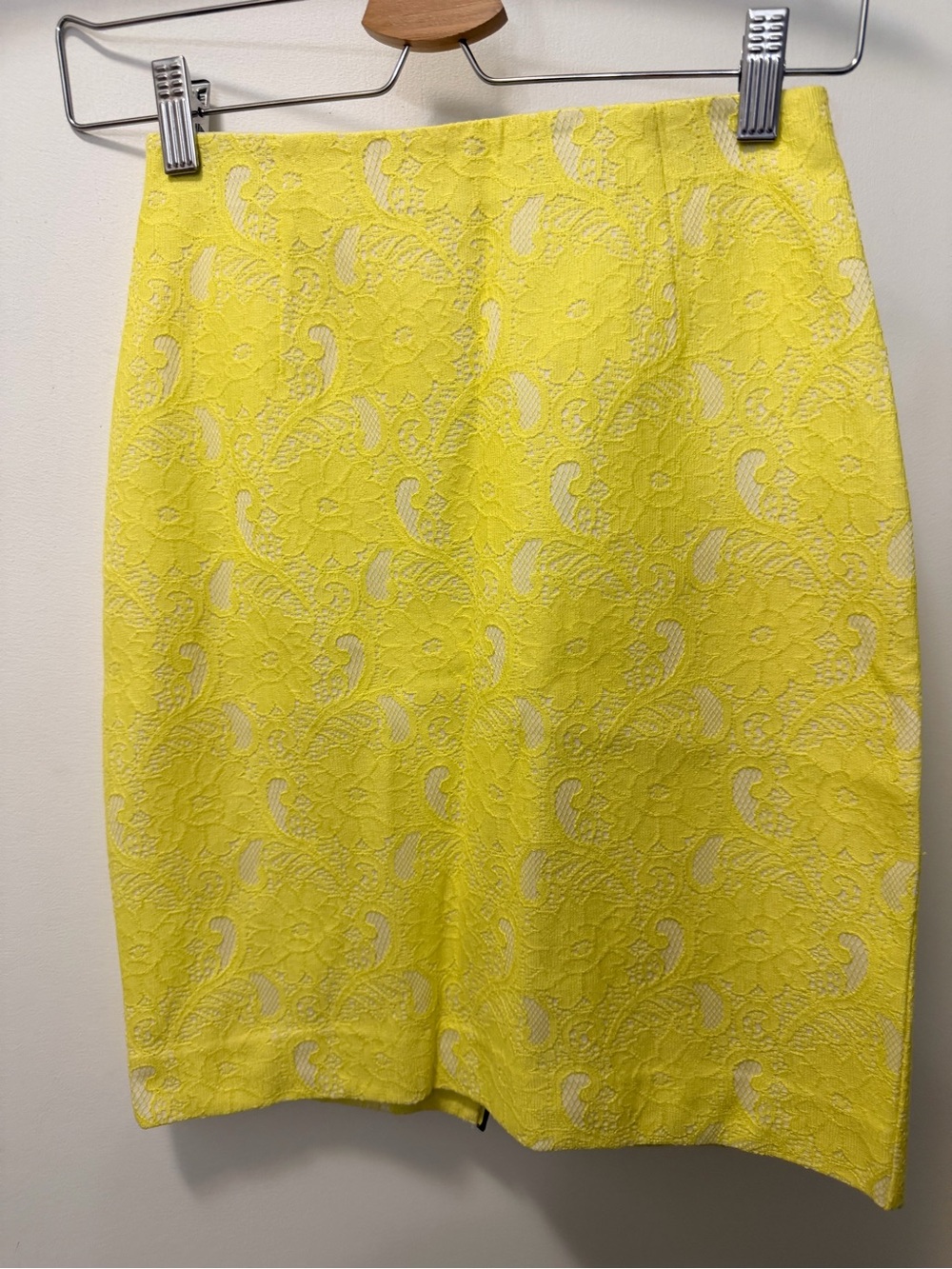Yellow Lace Pencil Skirt